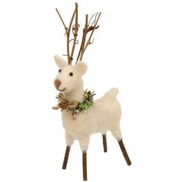 BreeBe - Small Felted Standing Reindeer Ornament - White