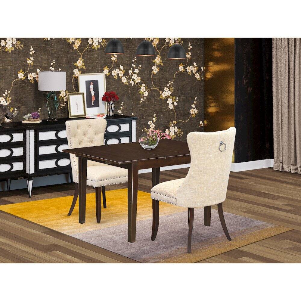 Alt View 9. East West Furniture - 3 Piece Kitchen Table Set Contains a Rectangle Dining Table with Butterfly Leaf - Red.