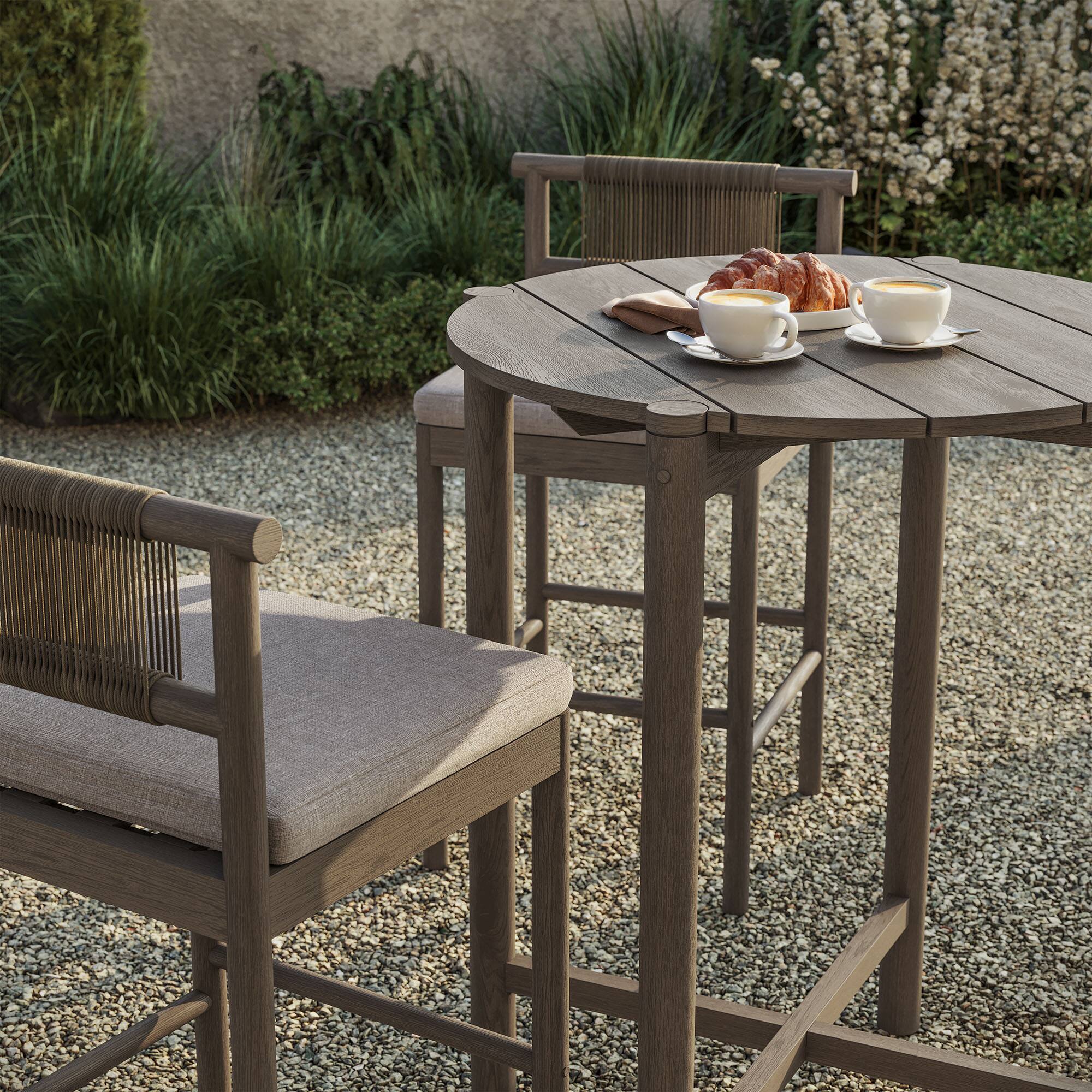 Alt View 2. Modway - Eleni 3-Piece Outdoor Teak Wood Bar Set by Modway - Weathered Gray Pebble.