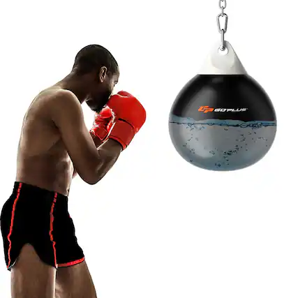 Front. Costway - Costway 18" 110Lbs Heavy Water Filled Punching Aqua Training Boxing Bag Home Gym Hook - Black.