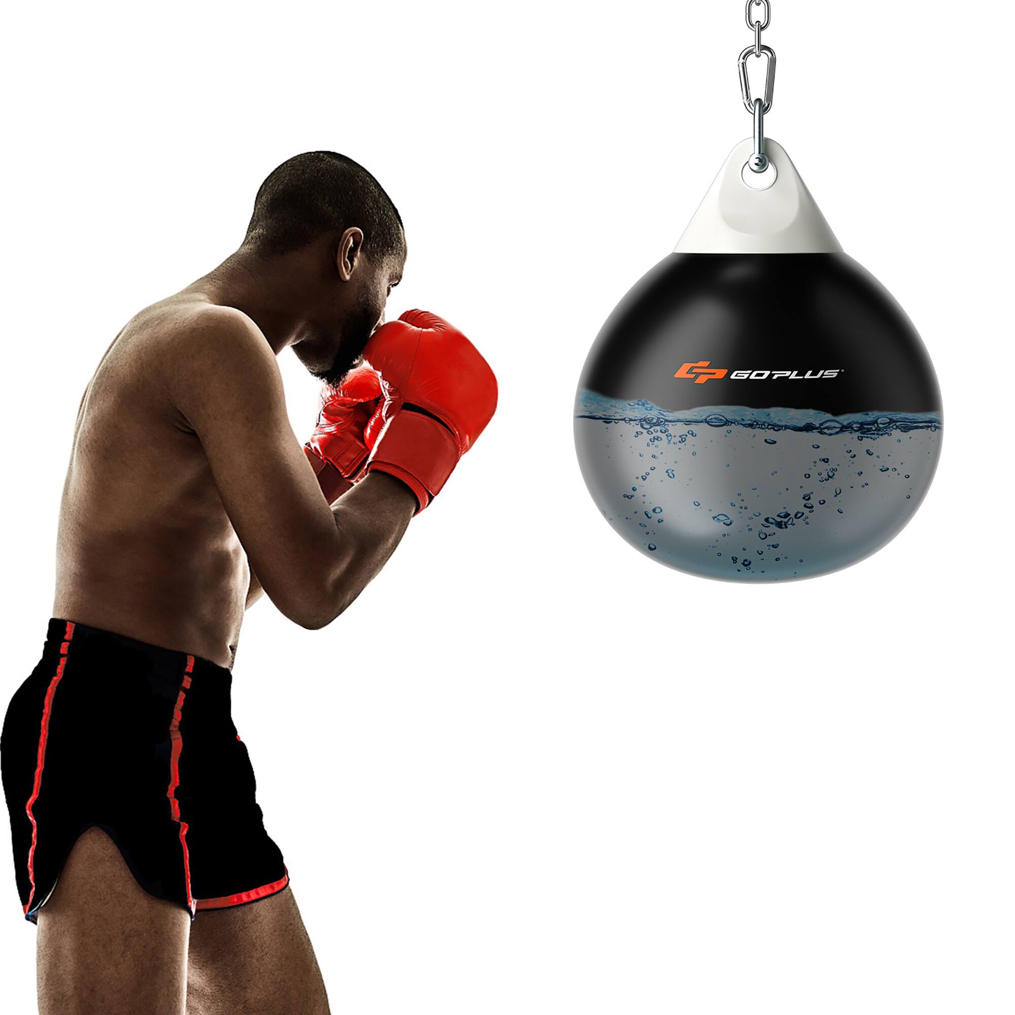 Front. Costway - Costway 18" 110Lbs Heavy Water Filled Punching Aqua Training Boxing Bag Home Gym Hook - Black.