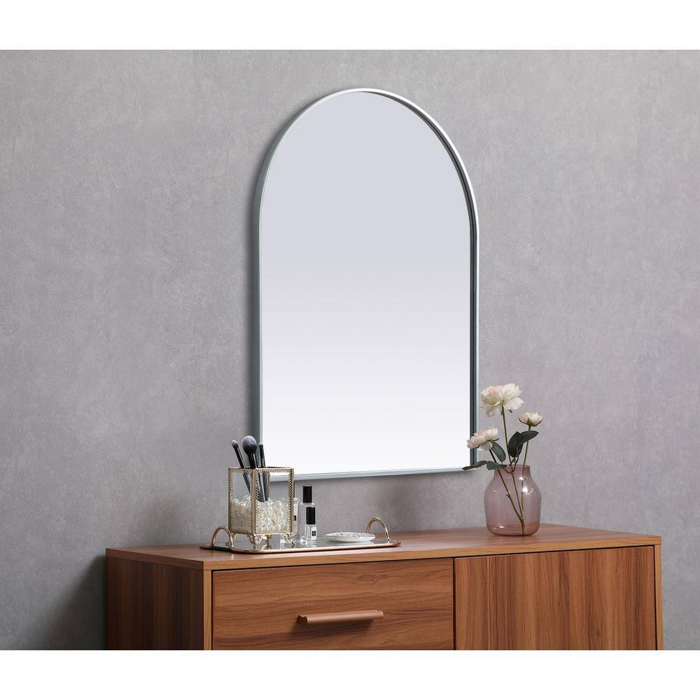 Alt View 2. Elegant Decor - Metal Frame Arch Mirror 27x36 Inch in Silver - Silver.