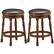 Front. Costway - Set of 2 24" Swivel Bar Stool Leather Padded Dining Kitchen Pub Chair Backless - Walnut.