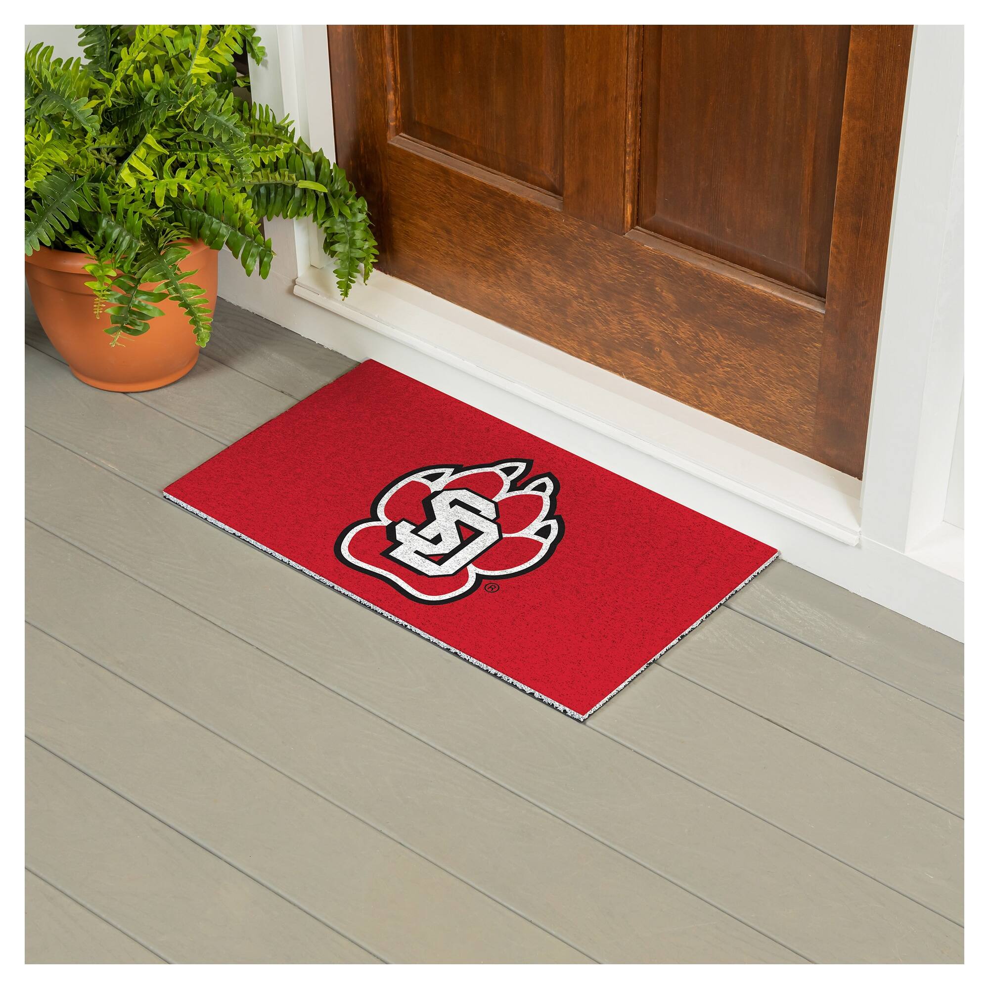 Alt View 2. Evergreen Enterprises - South Dakota Coyotes 16" x 28" Full Color Indoor/Outdoor Logo Turf Mat - Multicolor.