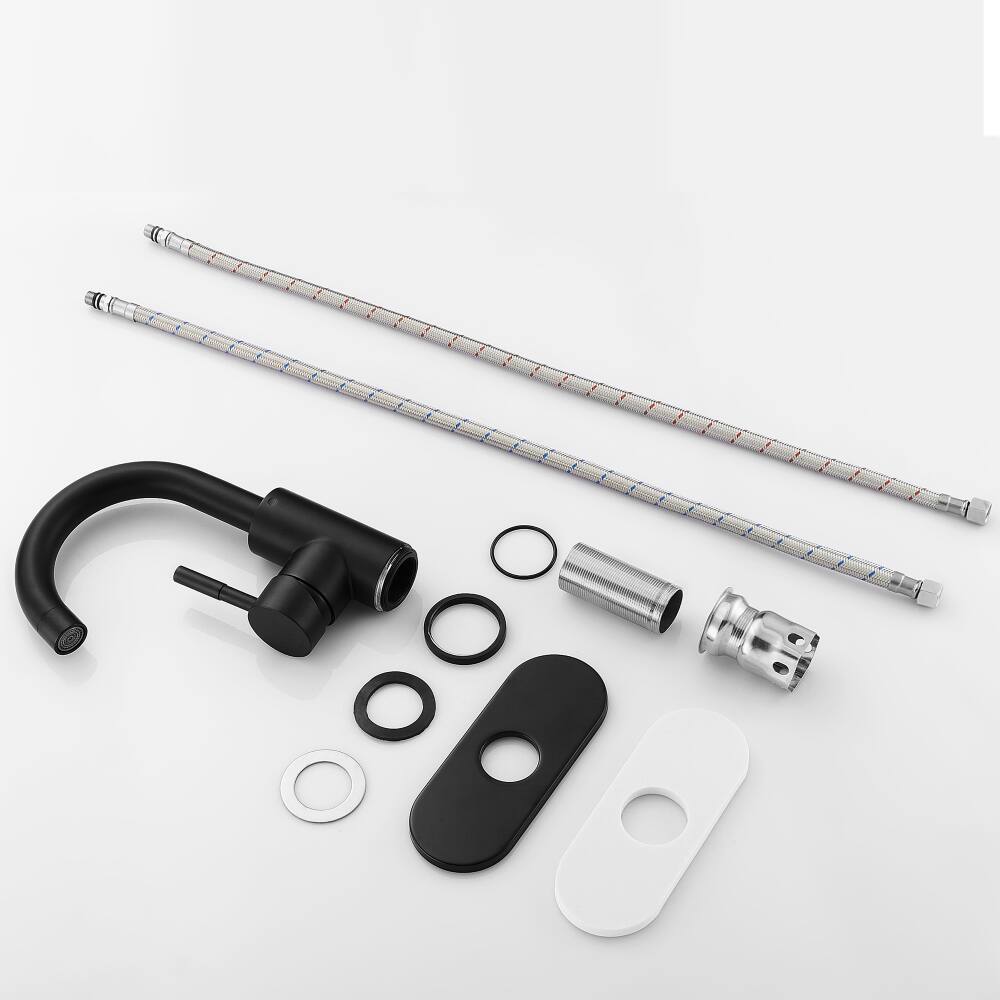 Alt View 2. JUJABU - Black Bathroom Faucet Single Hole Single Handle, Matte Black - Matte Black.