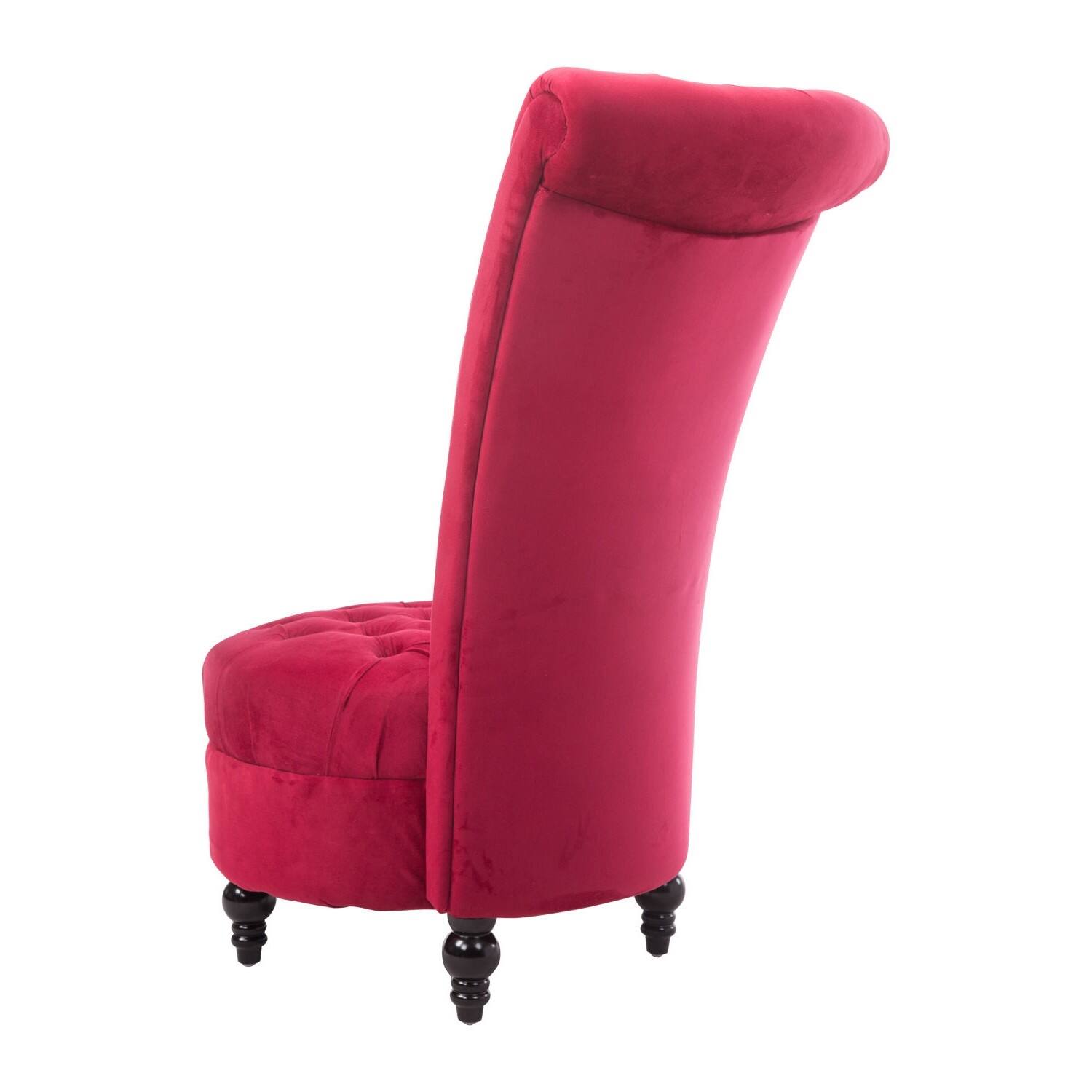 Alt View 1. Hivvago - Red Tufted High Back Plush Velvet Upholstered Accent Low Profile Chair - Pink.