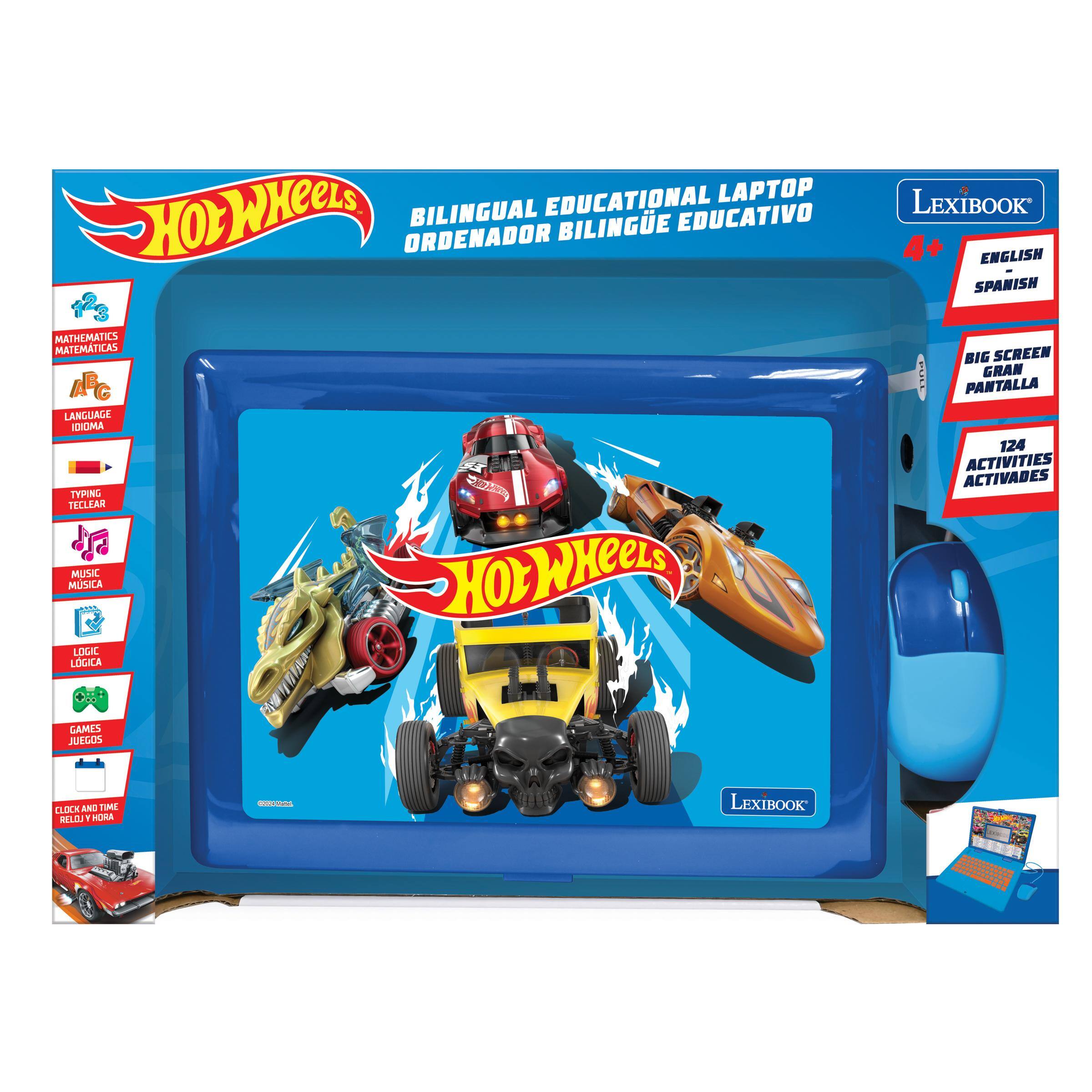 EDUCATIONAL LAPTOP BILINGUAL BILINGUE EDUCATIVO HOT WHEELS ORDENADOR LEXIBOOK 4+ ENGLISH SPANISH MATHEMATICS MATEMATICAS LANGUAGE IDIOMA TYPING TECLAR MUSIC MUSICA LOGIC LOGICA GAMES JUEGOS CLOCK AND TIME RELOJ Y HORA - LEXIBOOK C - BIG SCREEN GRAN PANTALLA 124 ACTIVITIES ACTIVIDADES