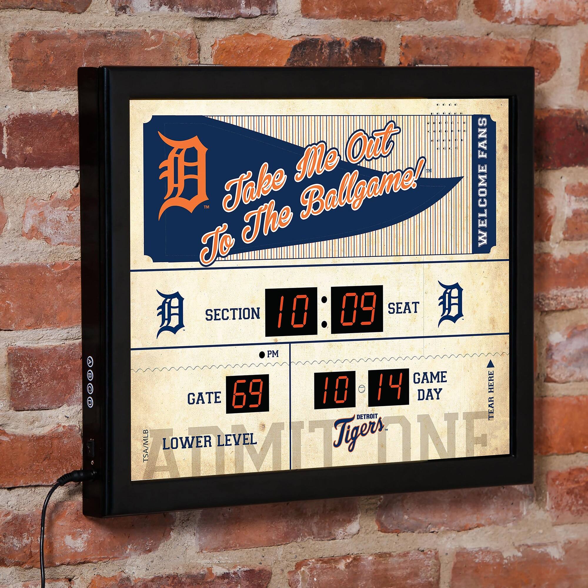 Evergreen Enterprises - Detroit Tigers 15" x 19" Bluetooth Scoreboard Wall Clock - Brown
