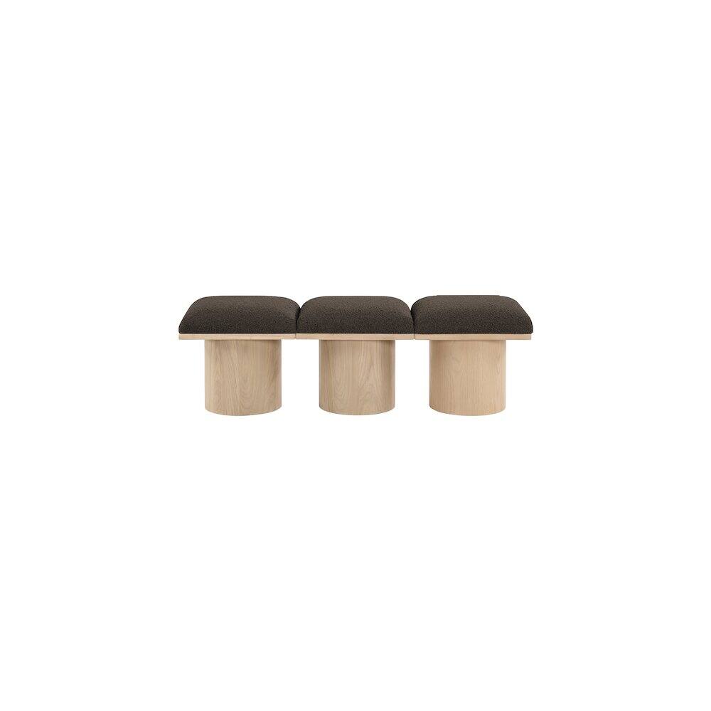 Alt View 1. Meridian Furniture - Pavilion Brown Boucle Fabric Bench - Brown.