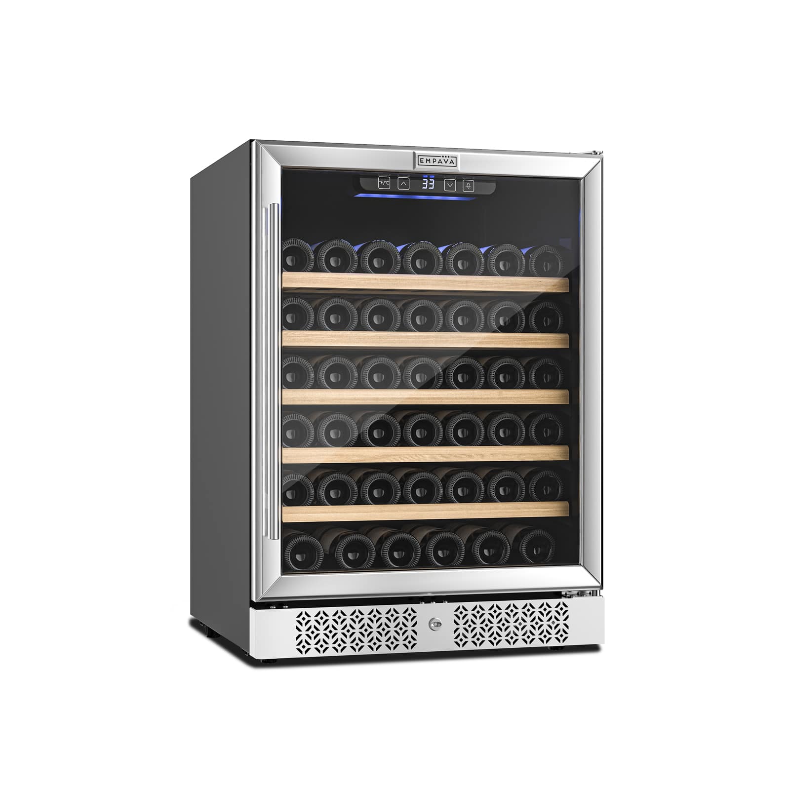 Empava - 52-Bottle Wine Cooler – Freestanding/Built-In, Anti-Vibration - Stainless Steel