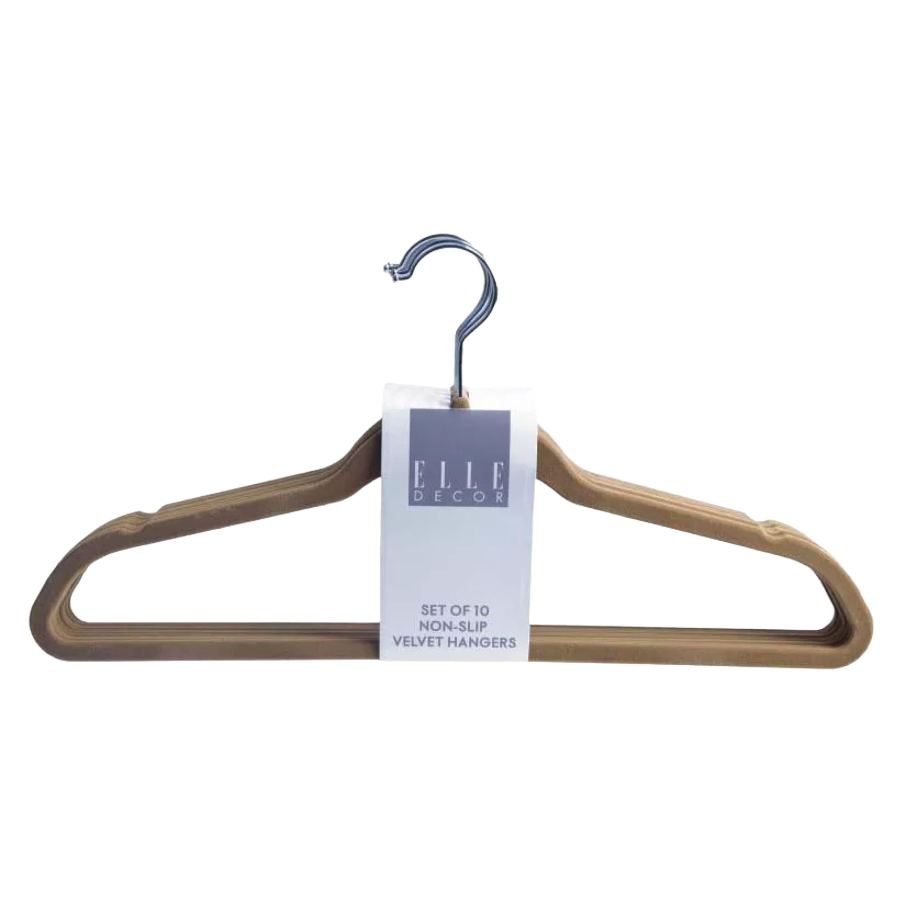 Elle Decor - 10-Pack Non-Slip Velvet Hangers, Slim Flocked Hangers for Shirts & Coats, Space-Saving Elegant Closet Organizers - Brown price history on PriceWatchPro