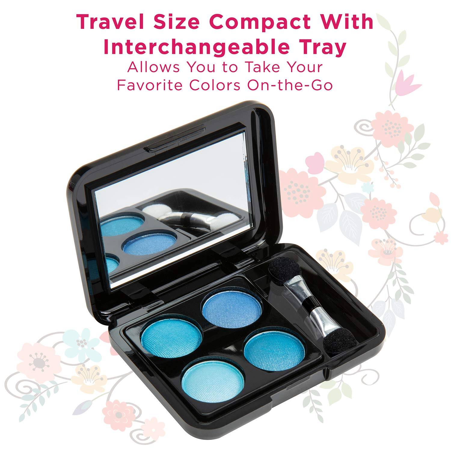 Travel Size Compact With Interchangeable Tray
Allows You to Take Your Favorite Colors On-the-Go