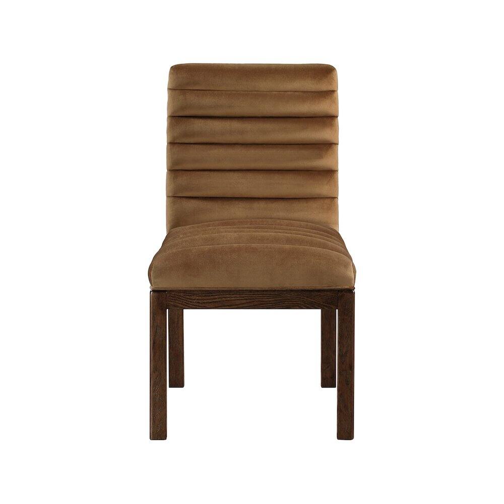 Alt View 1. Meridian Furniture - Evelyn Saddle Velvet Dining Chair - Brown.