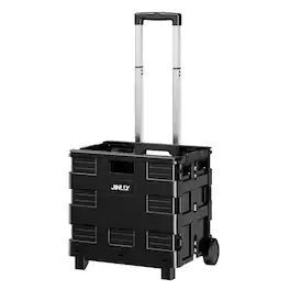 JINLLY - 40L Folding Rolling Utility Cart, Portable Rolling Crate Handcart with 2 Rotate Wheels - Black