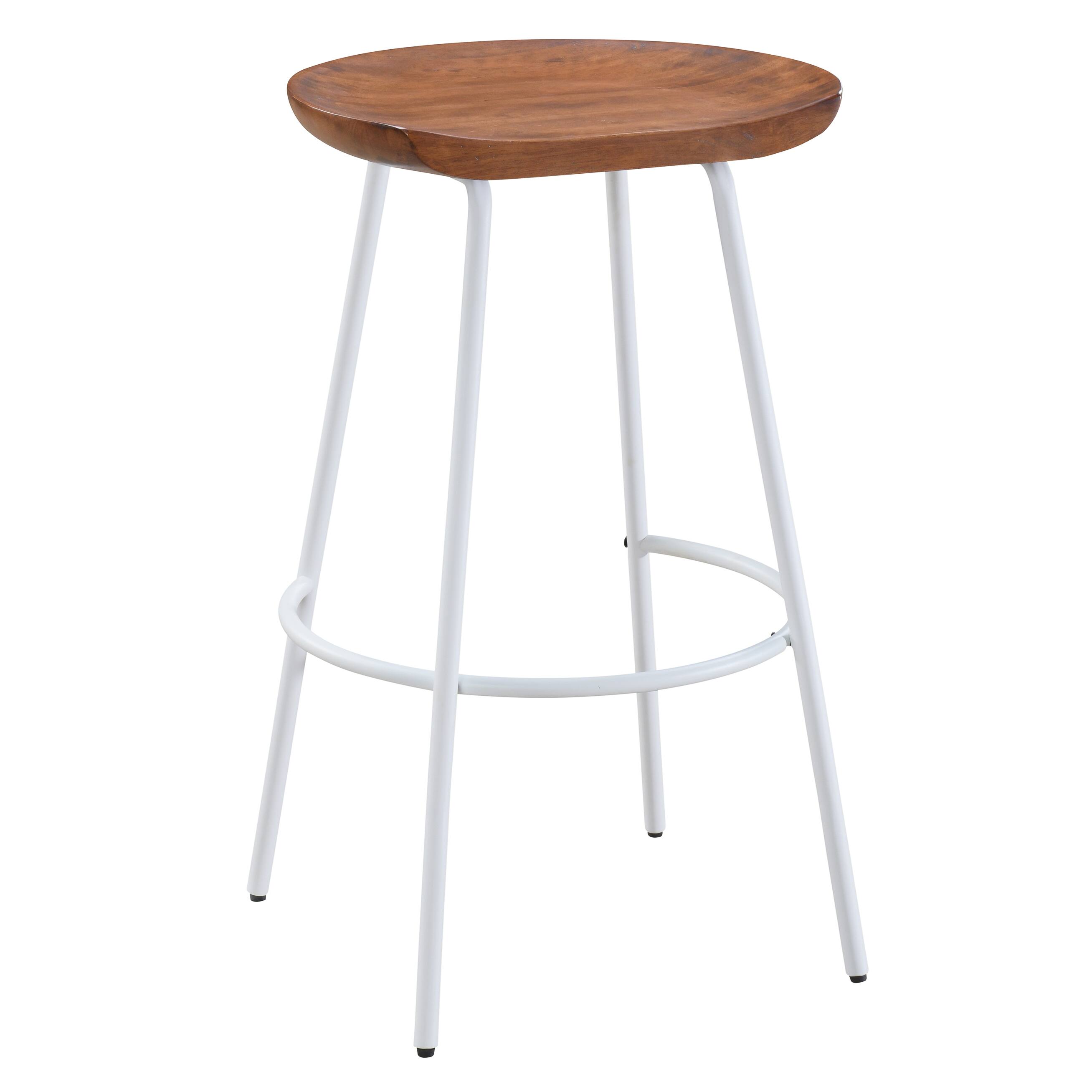 Alt View 1. LuXeo - Milano 29" Steel Legs Barstool with Solid Wood Finish, White-Walnut (Set of 2) - White/Walnut.