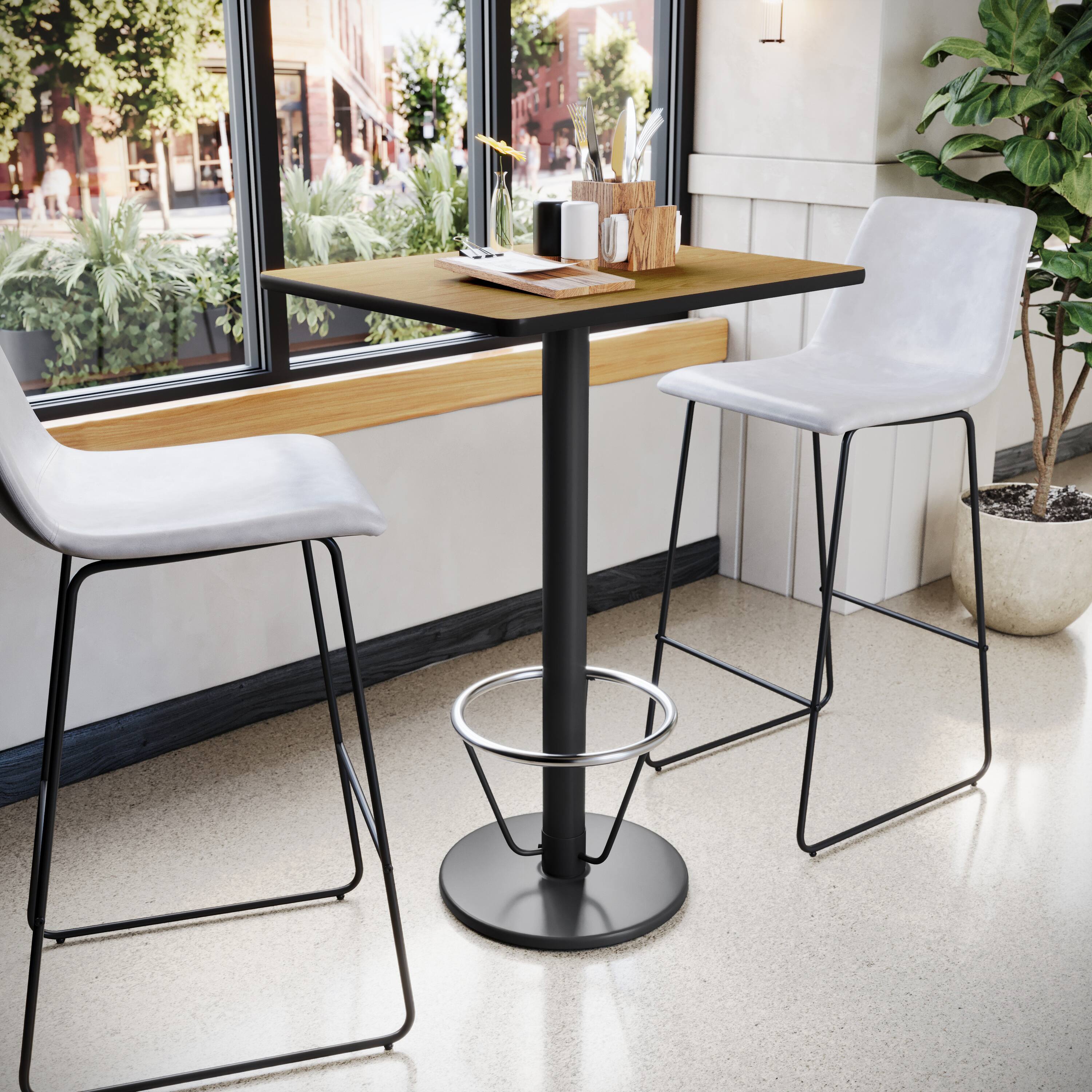 Alt View 1. Emma + Oliver - 24"x30" Rectangular Laminate Bar Table with 18"RD Foot Ring Base - Natural.