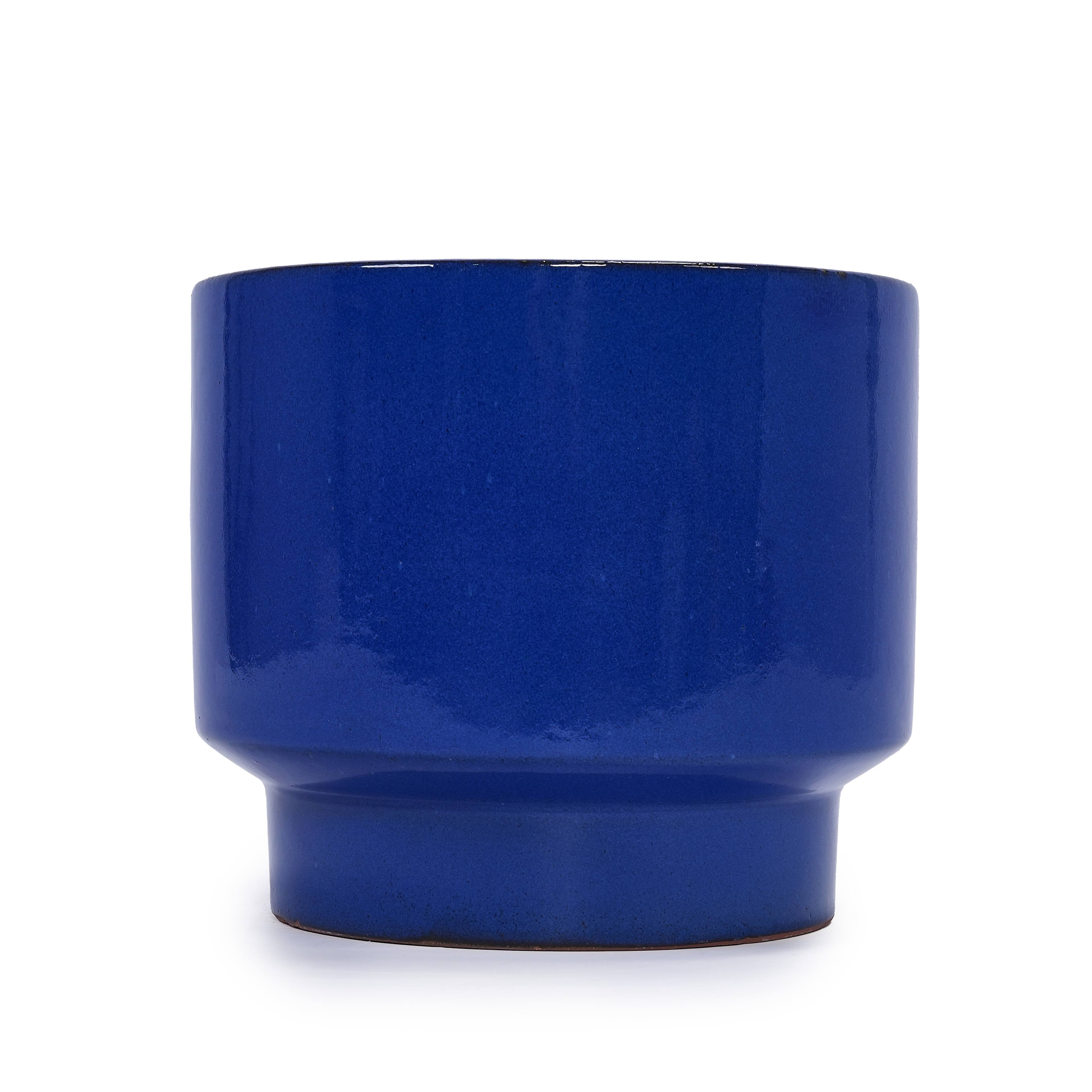 Alt View 7. Loheer - Ceramic Planter Set Loheer Handmade Blue Glazed Flower Pots Set of 3, Porous Clay Indoor Outdoor Planters, 15 12 9 Inch.