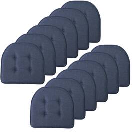 Sweet Home Collection - Solid Color U Shaped Memory Foam 17" x 16" Chair Cushions, 12-Pack - Denim