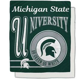 Pegasus - Michigan State Spartans 50" x 60" Retro Emblem Flannel Fleece Sherpa Blanket - Multicolor