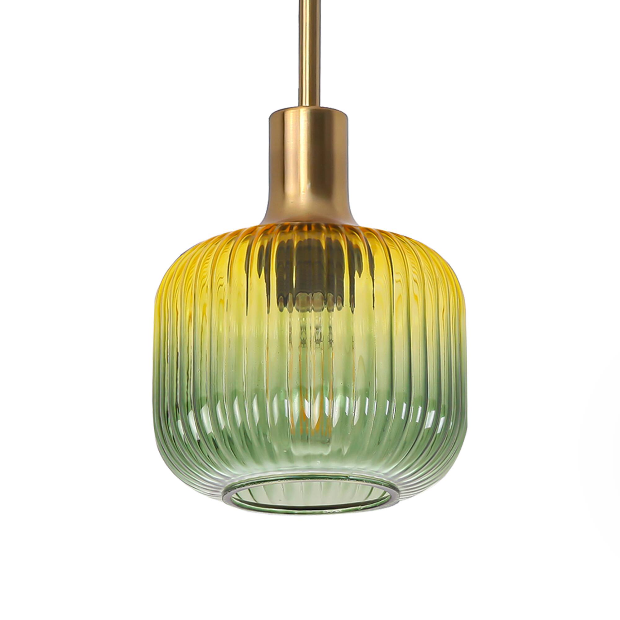 Alt View 3. Parrot Uncle - 6" W Vintage 1-light Green Glass Pendant Light - Gold.
