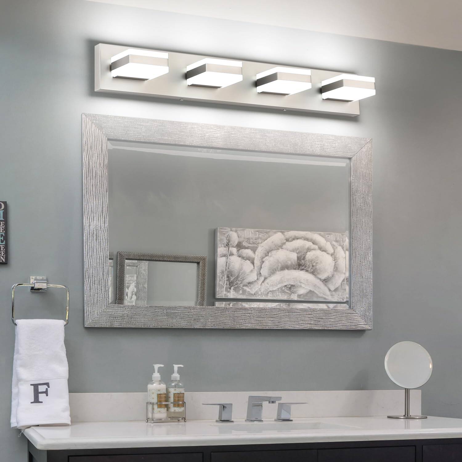 Back. Earthley Blooms - Bathroom Vanity Lights Brushed Nickel Led Lighting Light For Bath Above Mirror Cool k - Matt Black-Dimmable 21.6 inch.