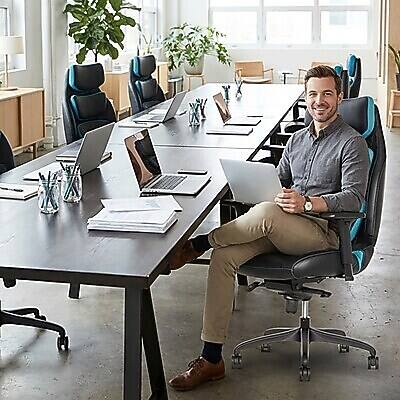 Alt View 7. Sharper Image - Sharper Image Algrove Comfort-X Ergonomic Swivel Executive Massage Chair - Blue.