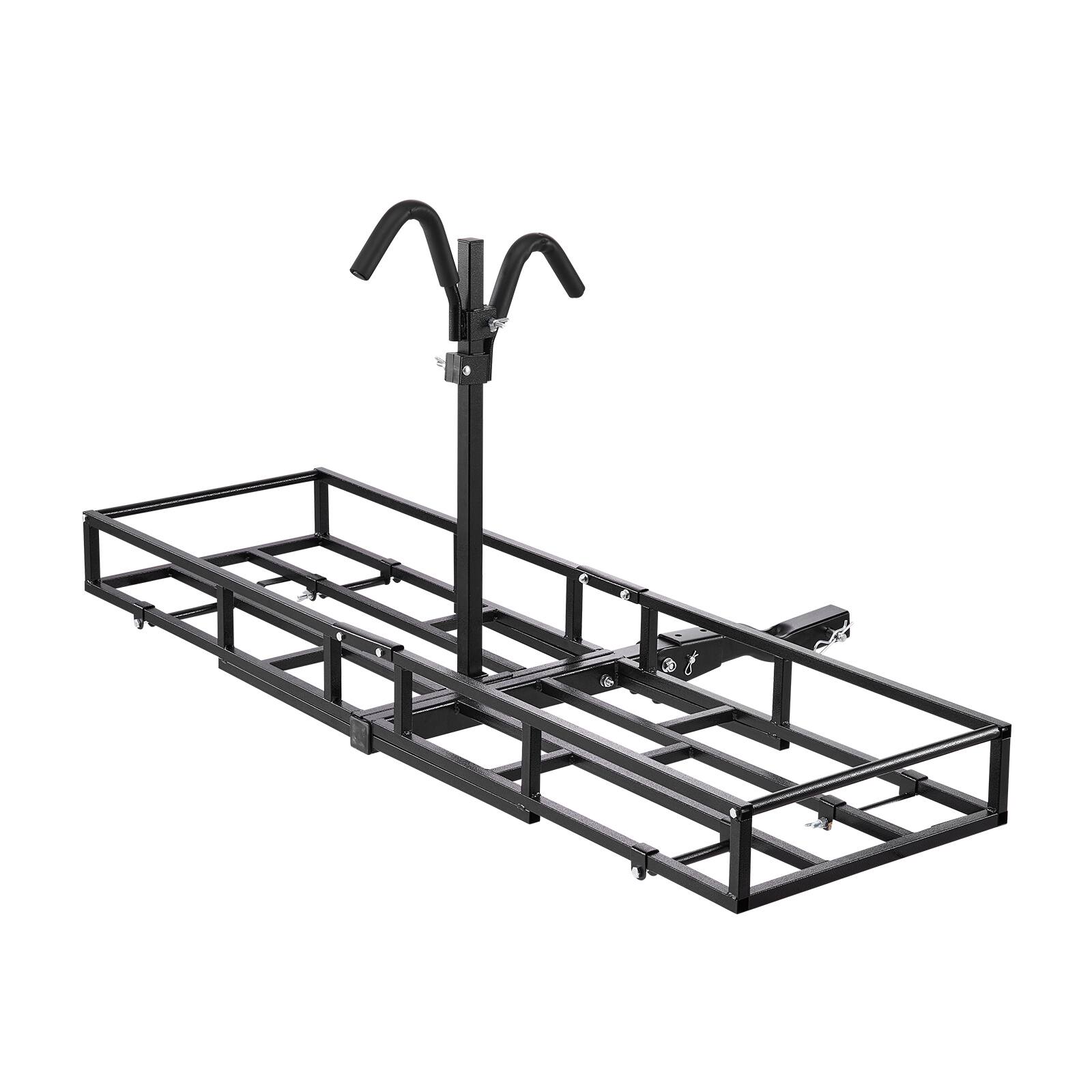 Alt View 5. VEVOR - Hitch Cargo Carrier Bike Rack, 66" x 20" x 6" Folding Hitch Mount Cargo Carrier for 2 Fat Tire/Mountain Bikes - Black.