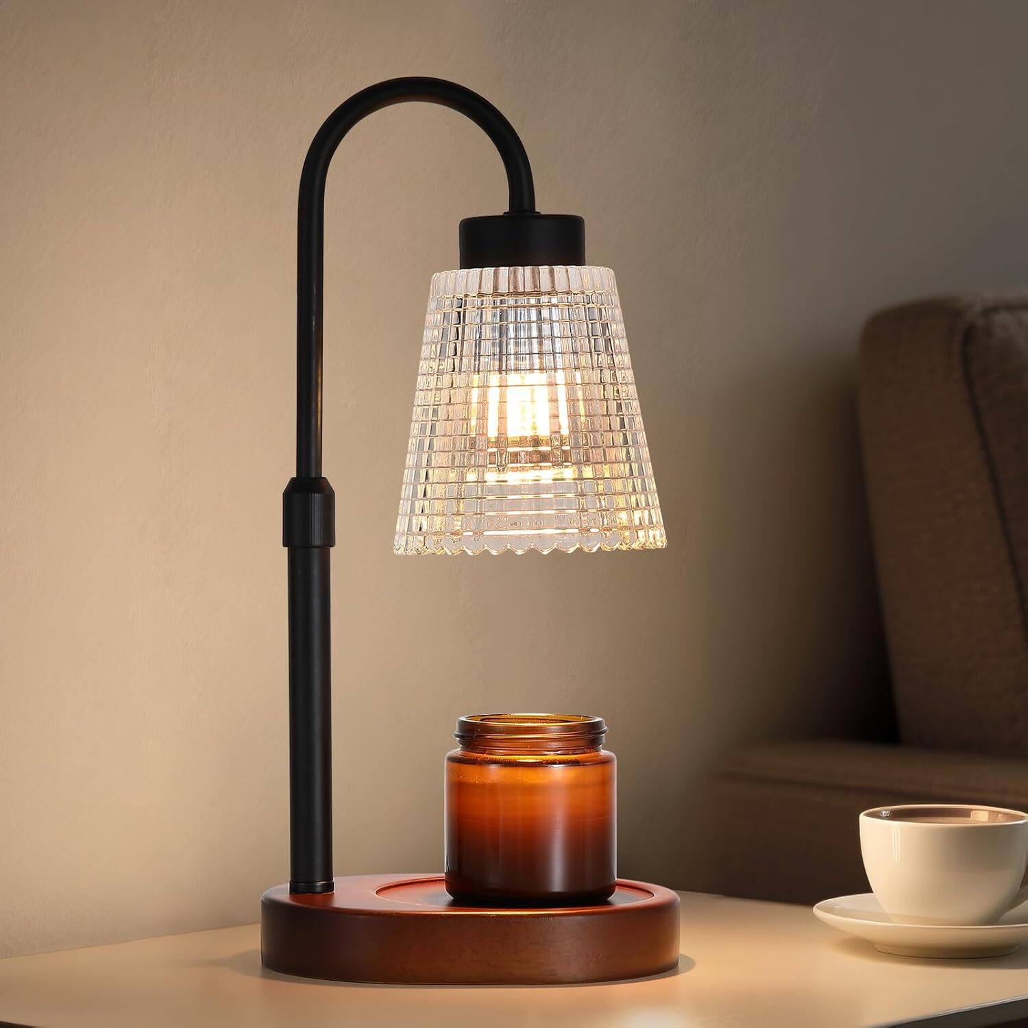 Front. RTMB - Black Candle Warmer Lamp with Timer & Dimmer – Adjustable Home Decor.
