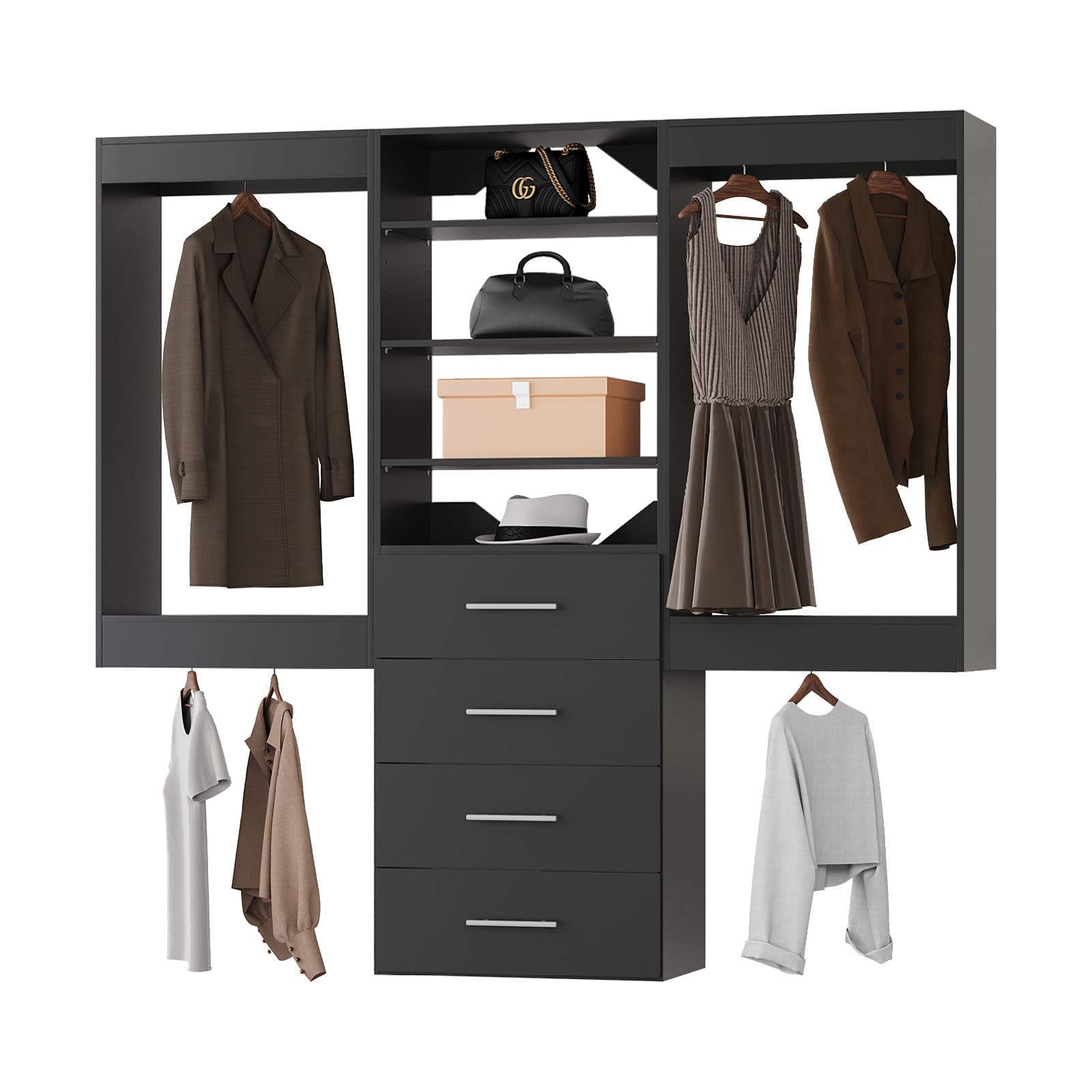 メル30717 Roomtec 84 in Black Modular Closet System Unit Customizable