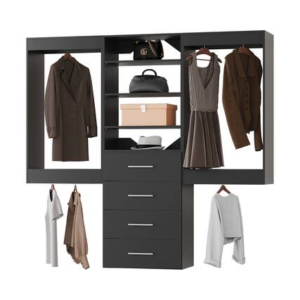 Front. LOVMOR - LOVMOR 102 in Black Modular Closet System Unit-Customizable Wall Mounted Walk-In Closets for Bedroom or Walk-in Closet - Black.