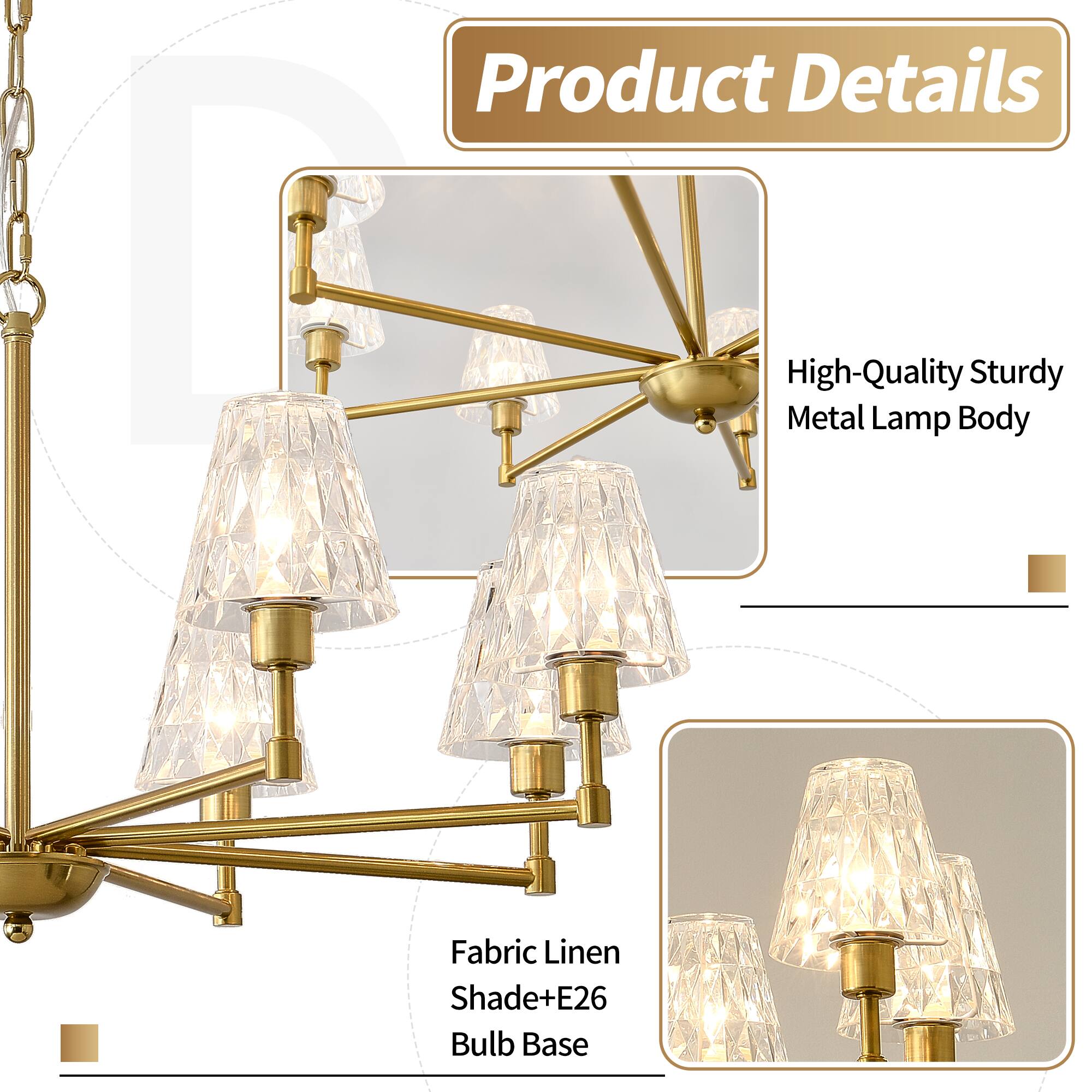 Product Details

- High-Quality Sturdy Metal Lamp Body
- Fabric Linen Shade + E26 Bulb Base
