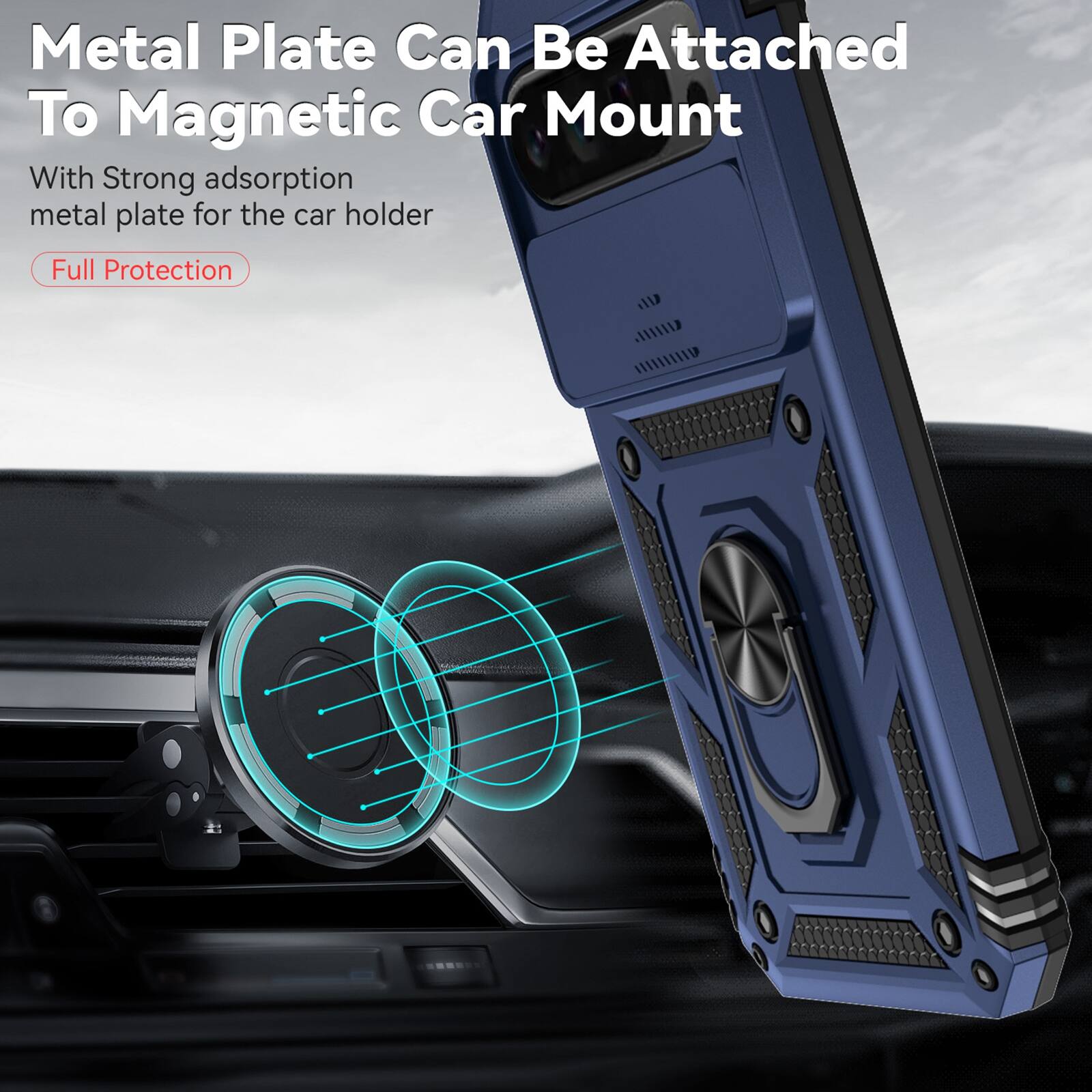 Metal Plate Can Be Attached To Magnetic Car Mount

With Strong adsorption metal plate for the car holder

Full Protection