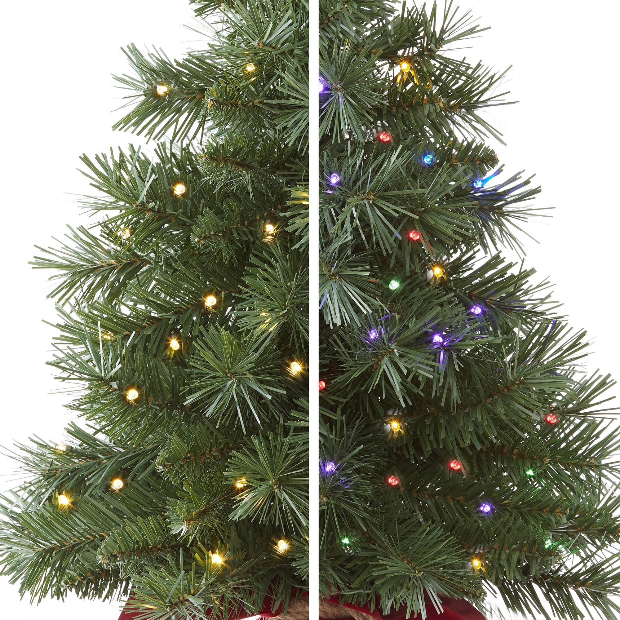 Alt View 1. Casafield - 2-ft Pre-Lit Artificial Mini Tabletop Christmas Tree with Cloth Base - Green Multi Lights.