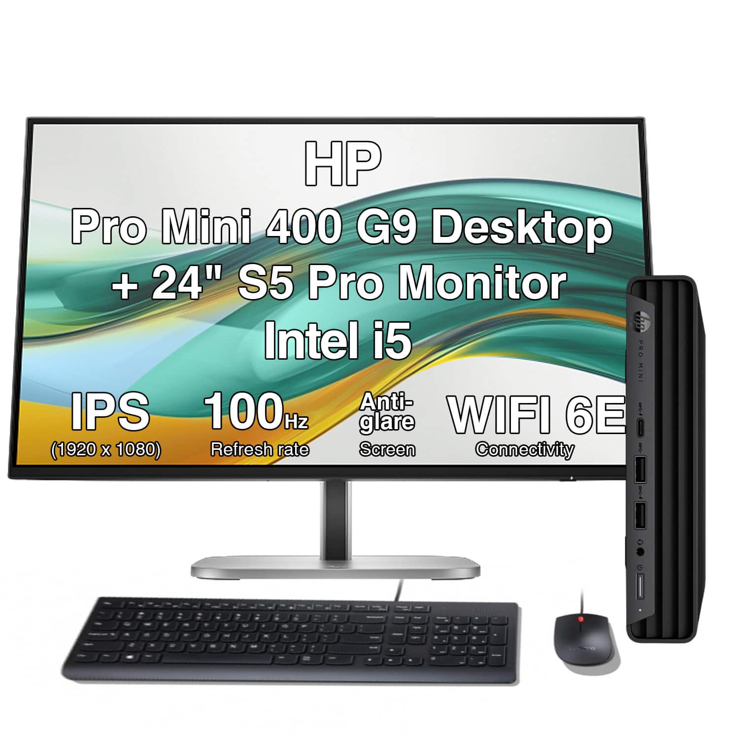 HP - Upgraded - Pro Mini 400 G9 Mini Desktop (i5-12500T, 32GB, 1TB SSD, Intel UHD 770, Bluetooth 5.4, Win 11 Pro)with 24" Monitor 2pack - Black