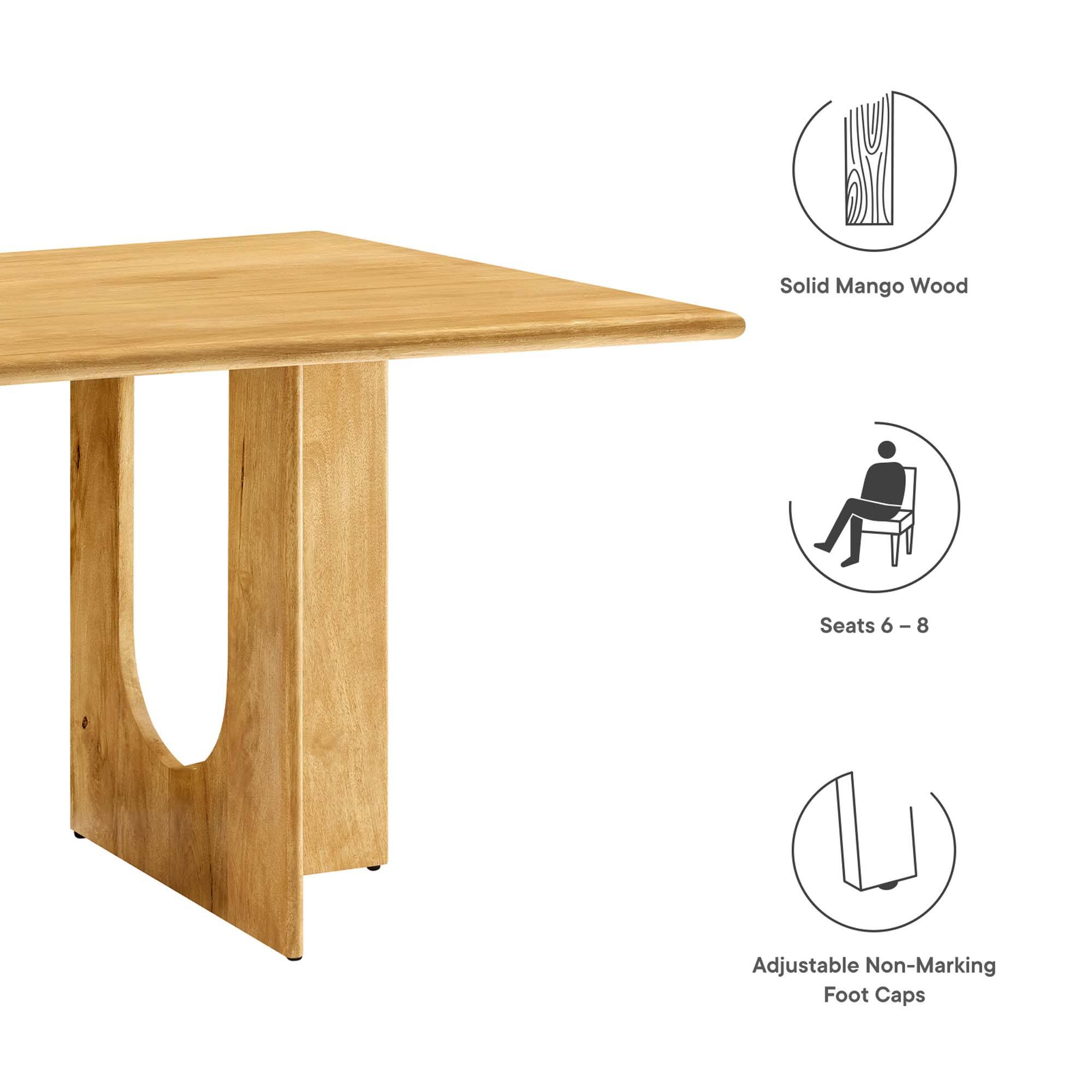 Solid Mango Wood  
Seats 6 – 8  
Adjustable Non-Marking Foot Caps