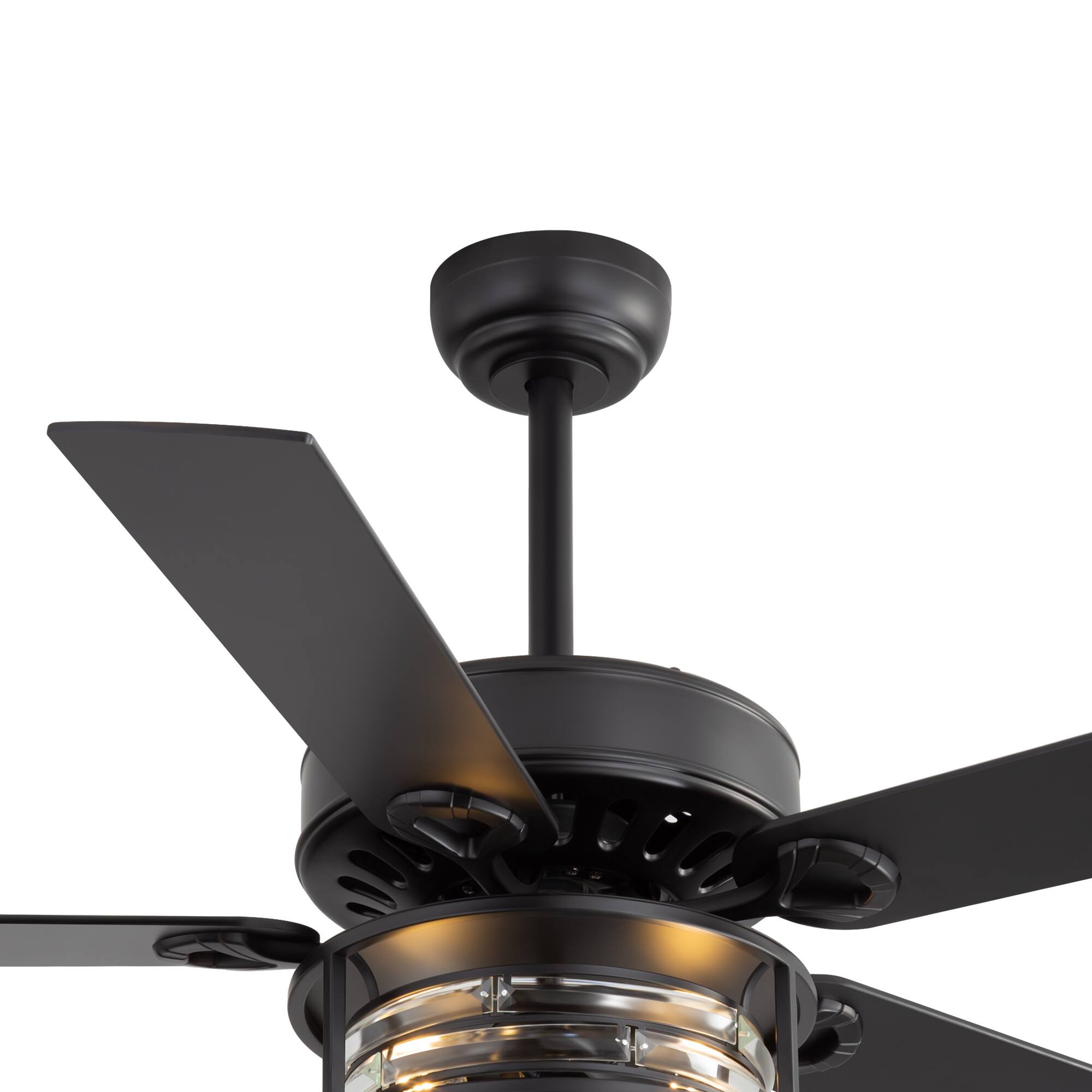 Alt View 8. Breezary - 52 Inch Ceiling Fan with 5 Plywood Blades, Dual-Color Reversible Blades, E26 Bulb Base,Remote, 5&10 Inch Downrods - matte black and walnut.