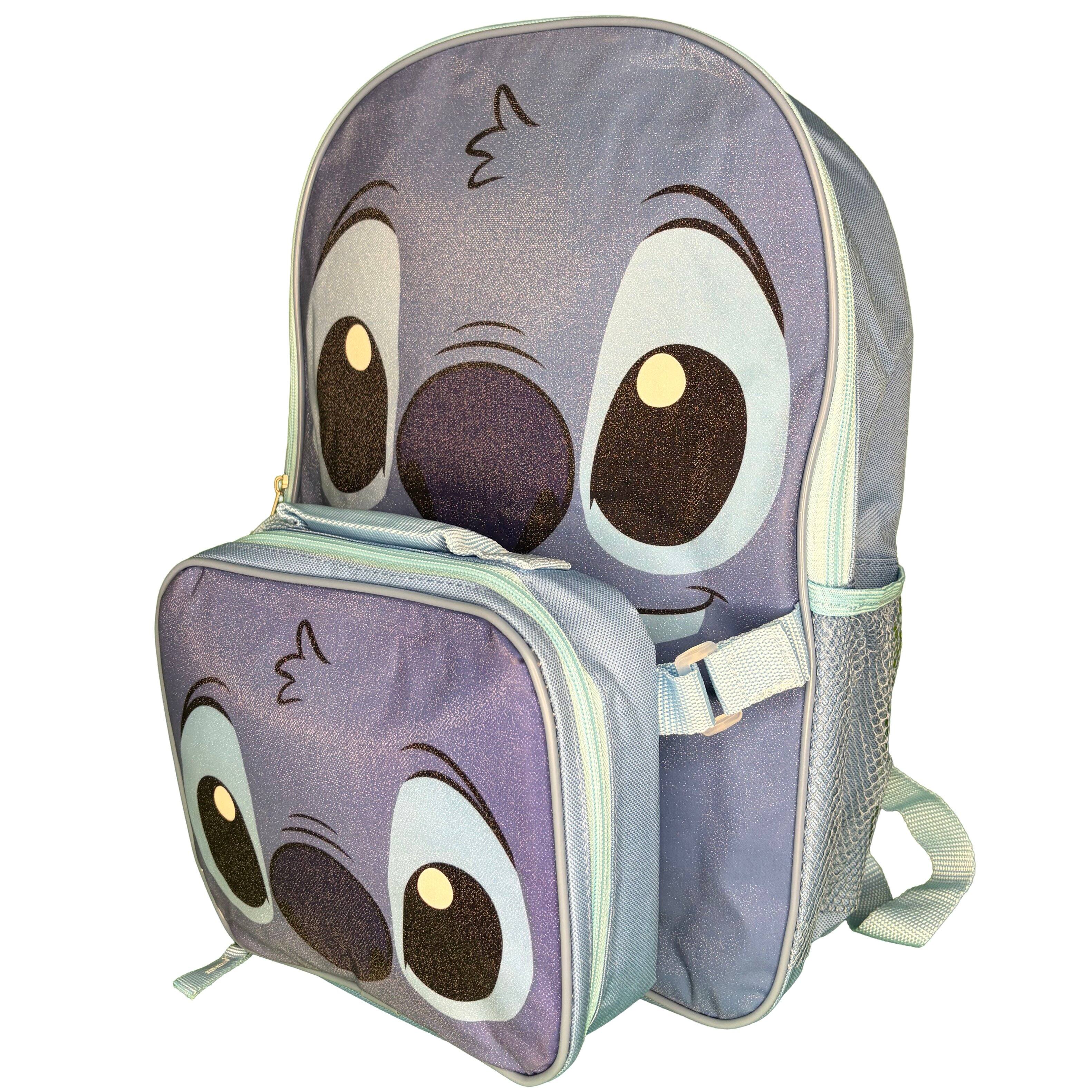 Alt View 2. Disney - Disney Stitch 16" Shoulder Backpack for School with Rectangular Lunch Bag - Blue.