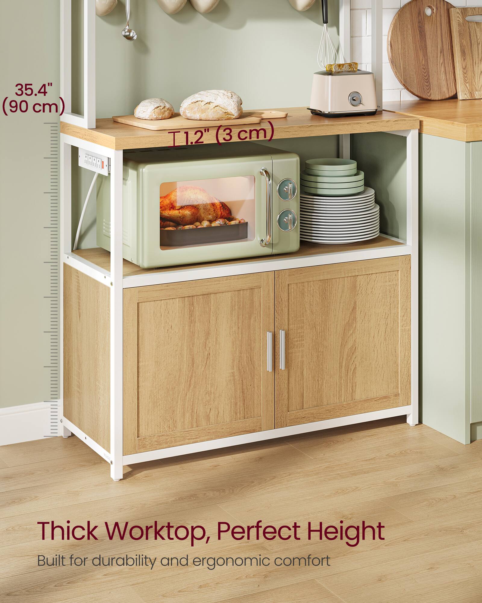 35.4" (90 cm) AARA T1.2" (3 cm)  
4 Thick Worktop, Perfect Height  
Built for durability and ergonomic comfort
