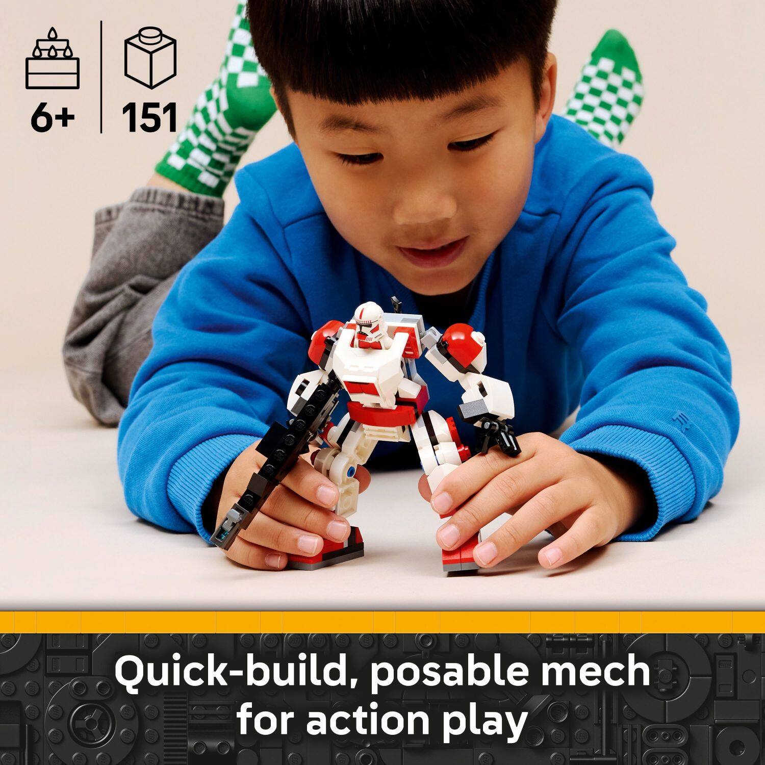 6+ 151 Quick-build, posable mech for action play
