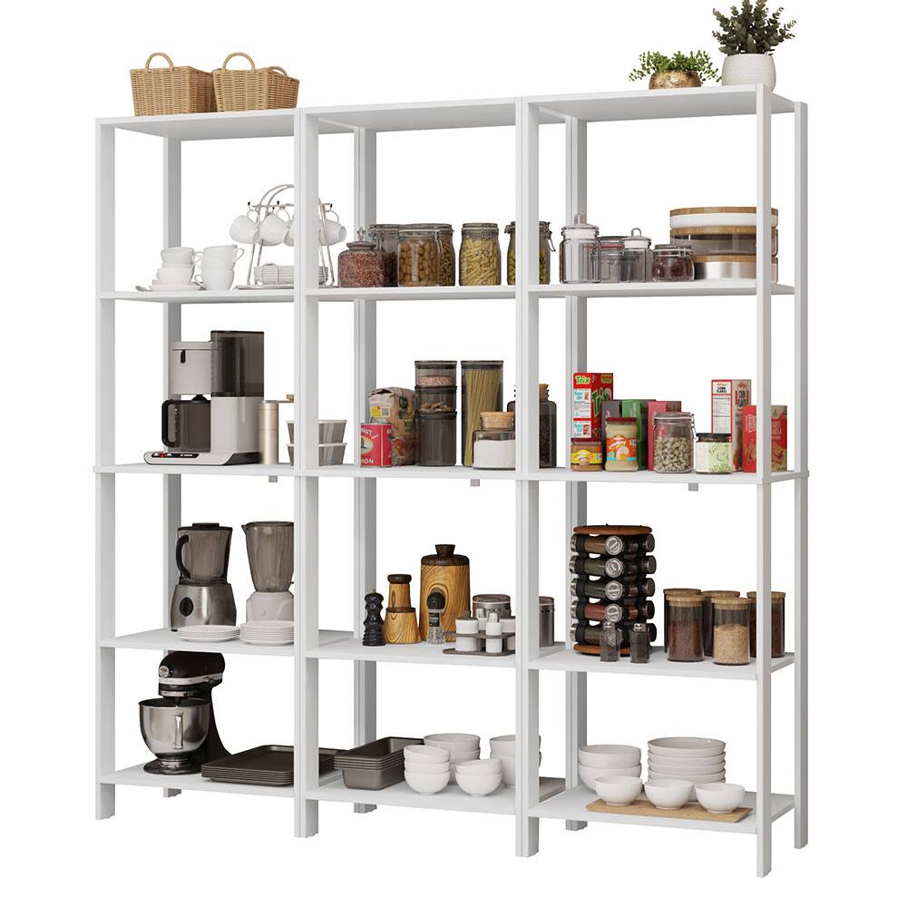 Angle. Madesa - Madesa Kitchen Pantry Storage Rack with 15 Open Shelves 70"L Multiuse Modular Cabinet for Kitchen Organization - White - White.