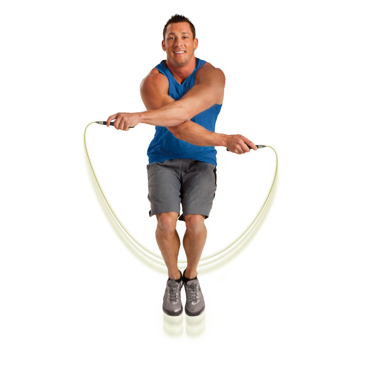 Left. GoFit - Adjustable-Length Cable Jump Rope - Green.