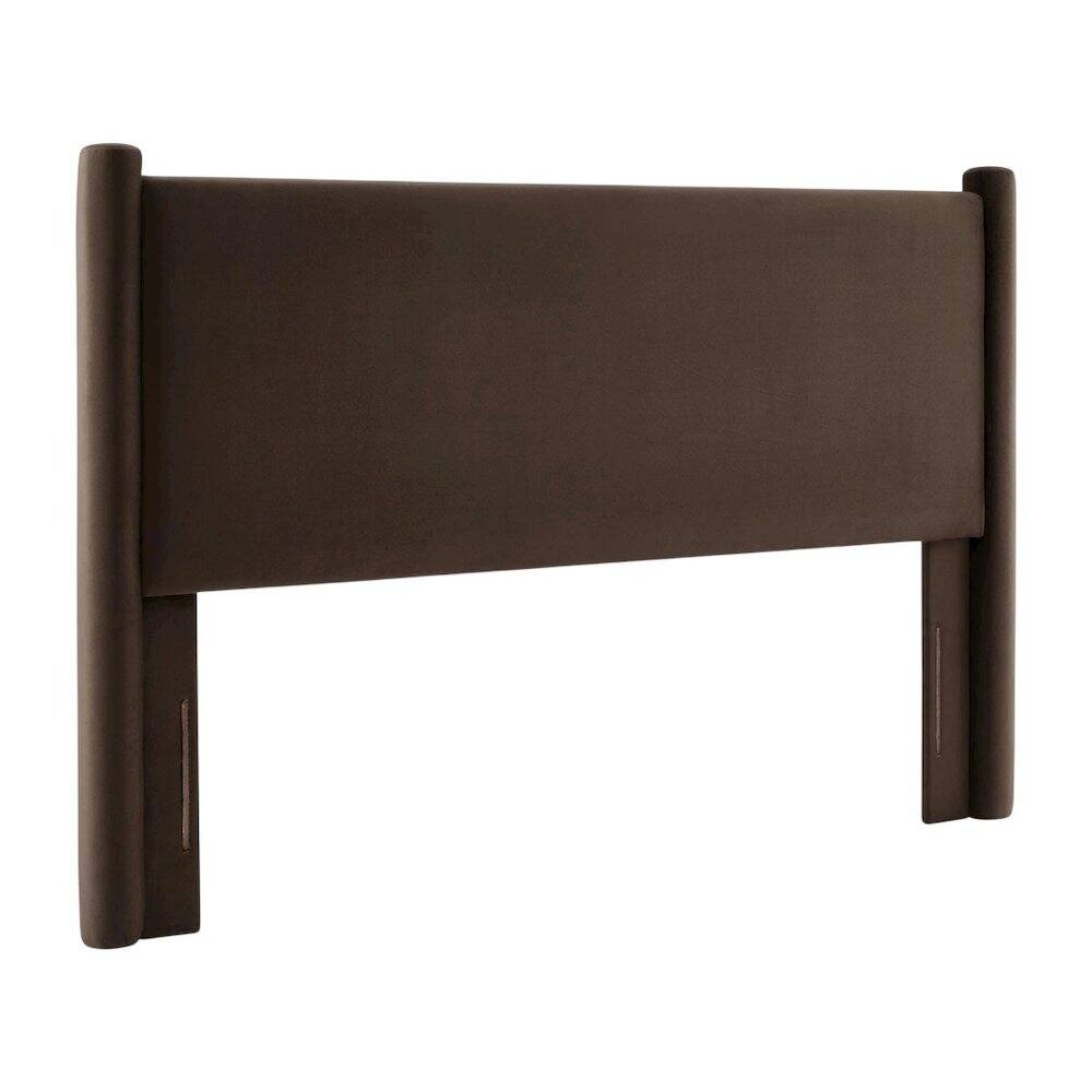 Front. FurniFact - Velvet King Headboard in Soft Fabric, Plush Upholstery, Elegant Design - Brown.