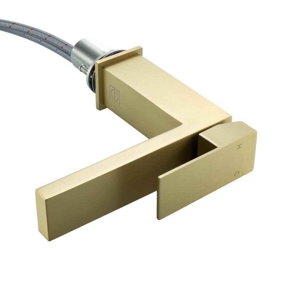 Back. Elegant Kitchen and Bath - Jakob Single Hole Single Handle Bathroom Faucet in Brushed Gold - Brushed Gold.