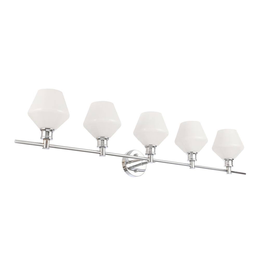 Alt View 7. Living District - Gene 5 light Chrome and Frosted white glass Wall sconce - Chrome And Frosted White Glass.