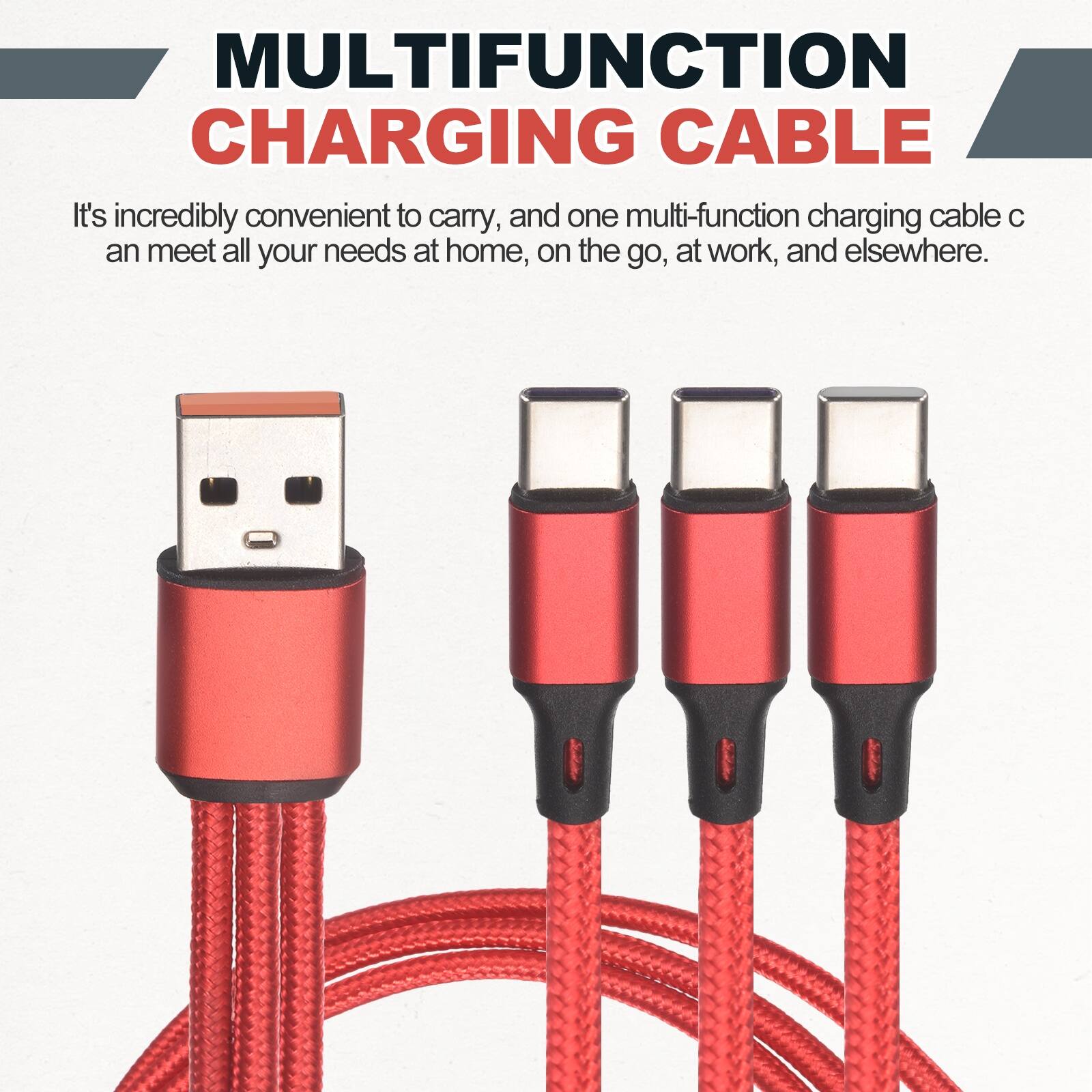 MULTIFUNCTION CHARGING CABLE

It's incredibly convenient to carry, and one multi-function charging cable can meet all your needs at home, on the go, at work, and elsewhere.