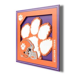 YouTheFan - Clemson Tigers 12'' x 12'' 3D Logo Wall Art - Multicolor