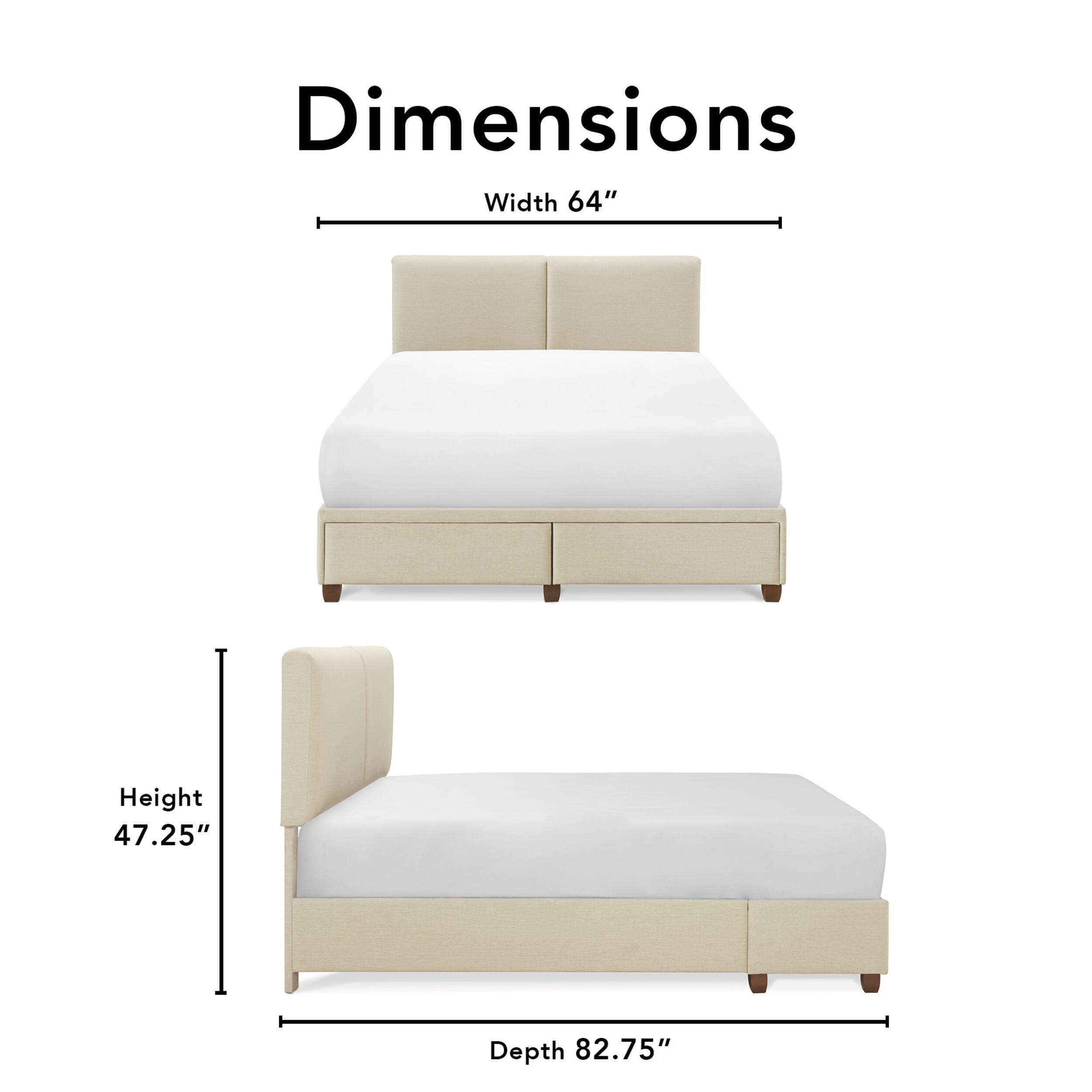 Left. Finch - Maxwell Storage Bed with Adjustable Height Headboard Queen - Beige.