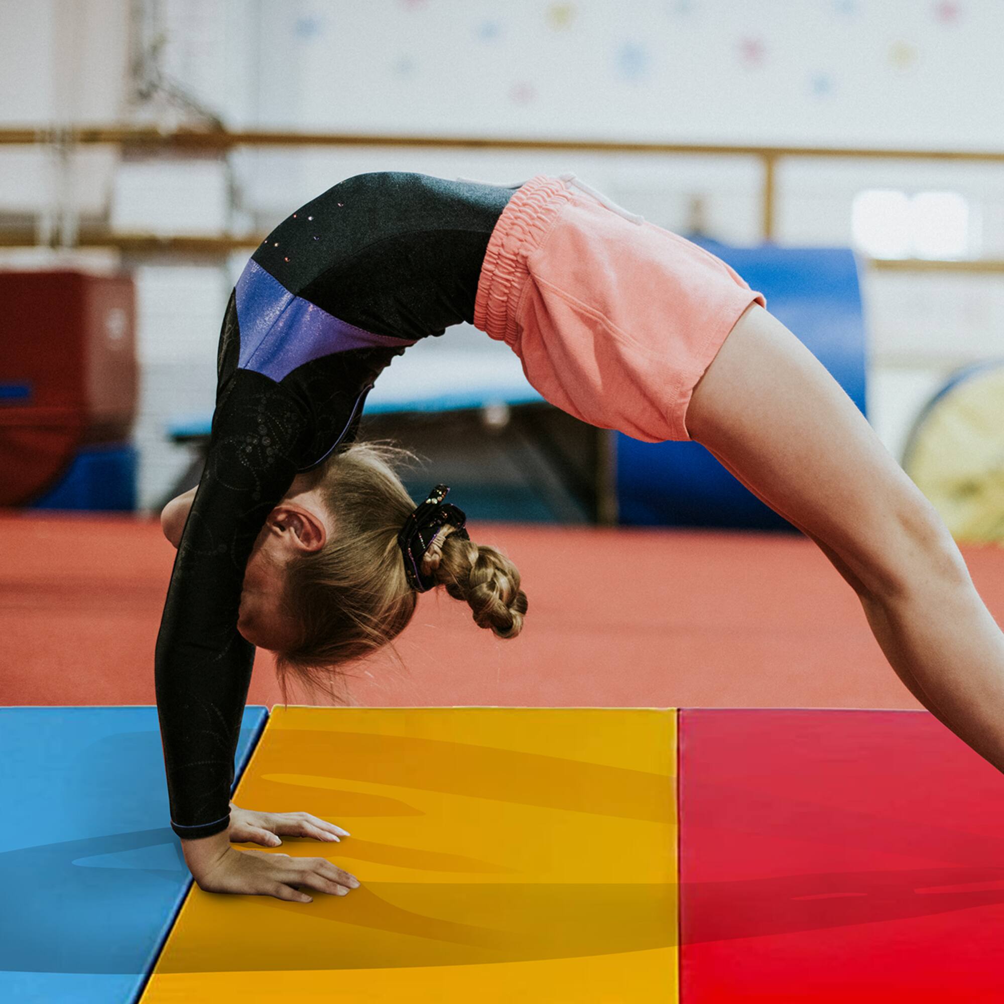 Alt View 5. BalanceFrom Fitness - BalanceFrom Fitness 120 x 48" All Purpose Folding Gymnastics Exercise Mat, Multi - Multi-Color.