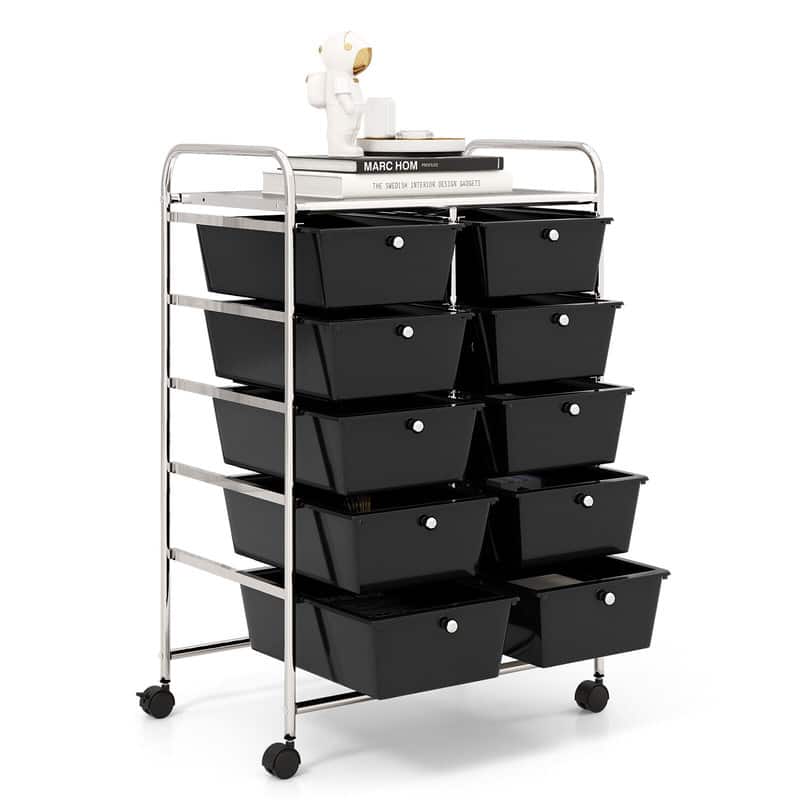 WELLFOR - 10-Drawer Utility Rolling Storage Cart with Metal Tabletop & Metal Frame, Drawer Organizer with Wheels - Black price history on PriceWatchPro