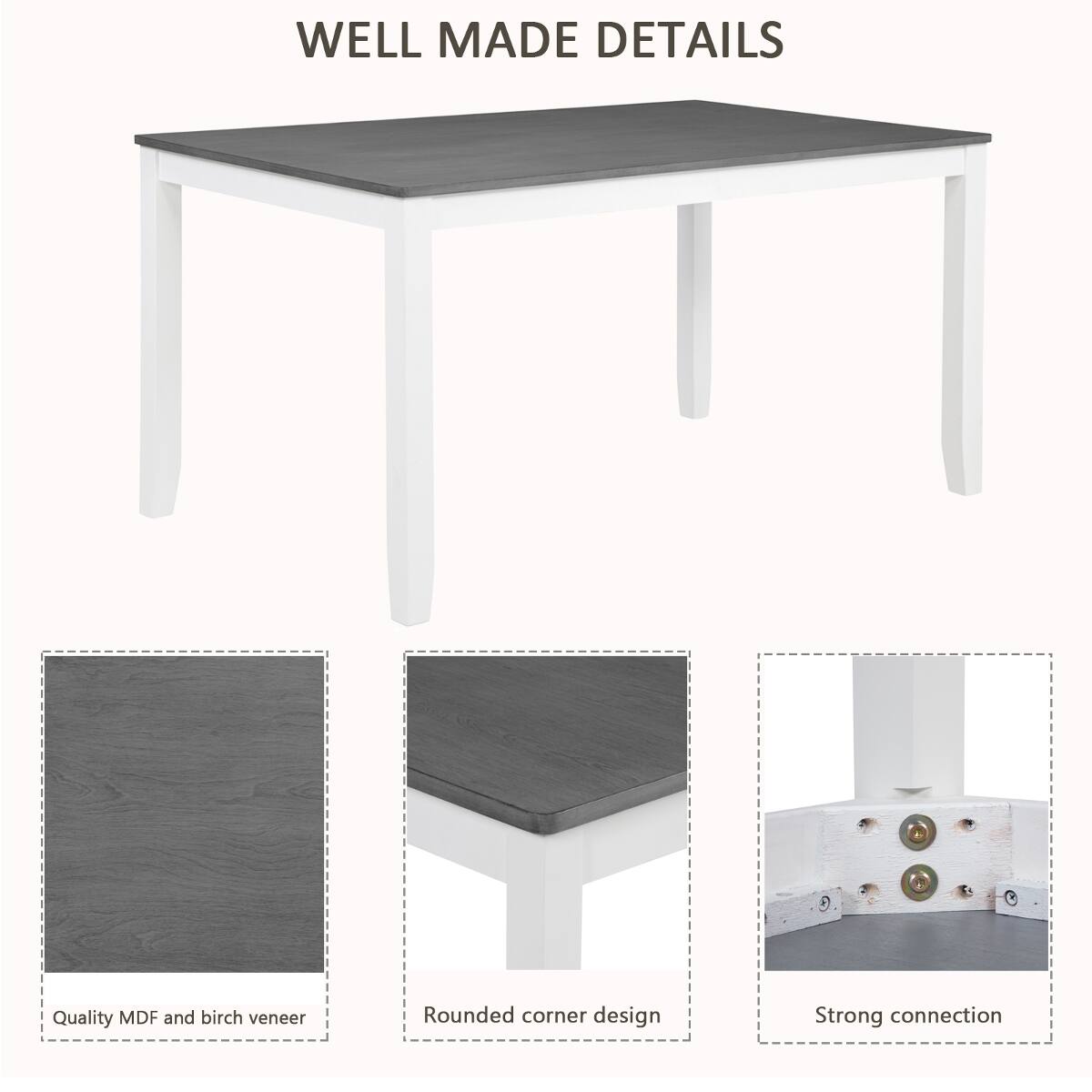 WELL MADE DETAILS

Quality MDF and birch veneer

Rounded corner design

Strong connection